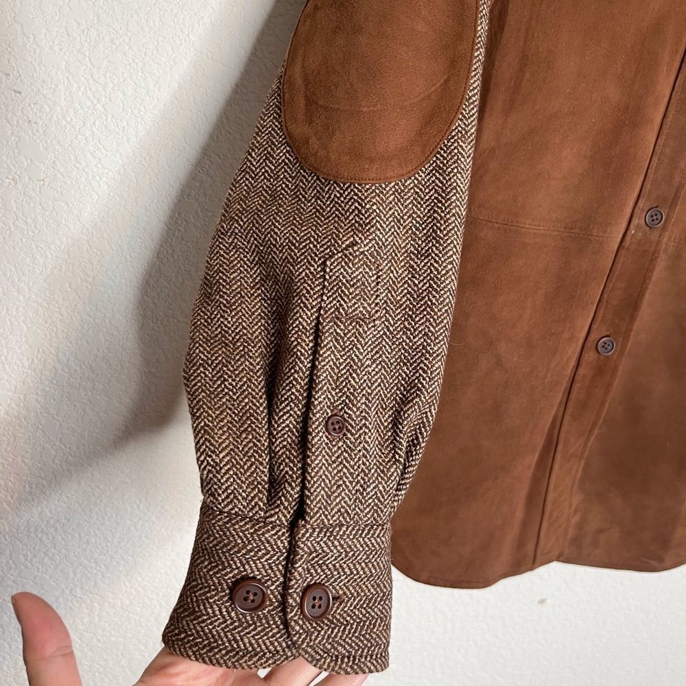 Faconnable lambs suede and wool fall Shacket - Picture 2 of 5